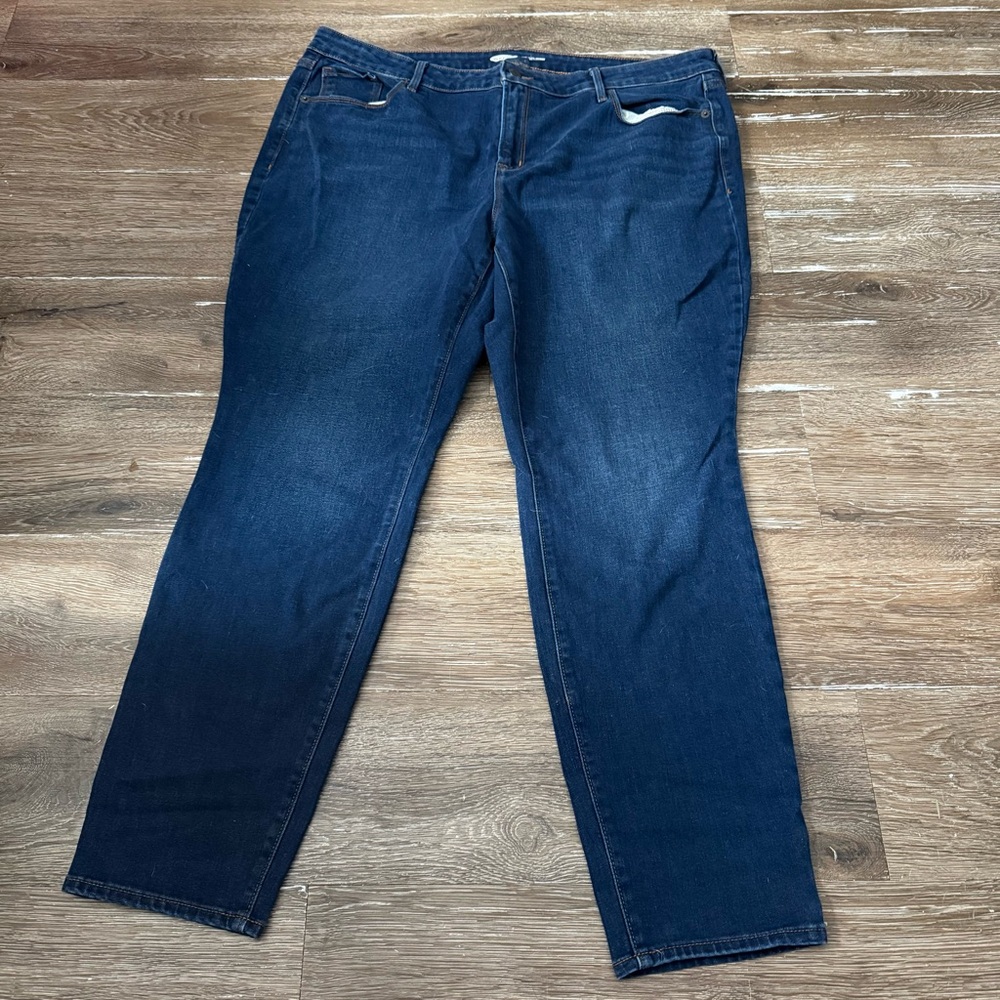 Old Navy Mid Rise Classic Blue Women's Jeans Size 18 Skinny Dark Wash Denim